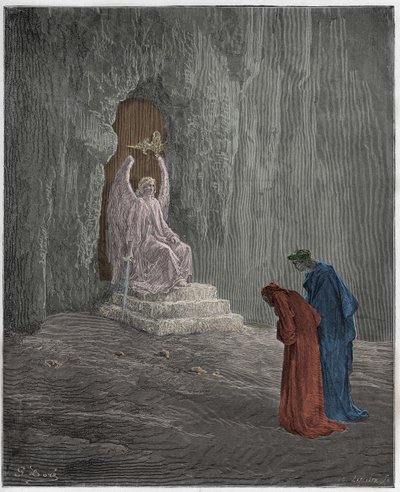 Purgatorio, Chant 9 : Dante et Virgile aux portails du Purgatoire, illustration de "La Divine Comédie" de Dante Alighieri, 1885 - Gustave Dore