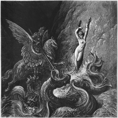 Ruggiero sauvant Angelica, illustration du Chant X de 