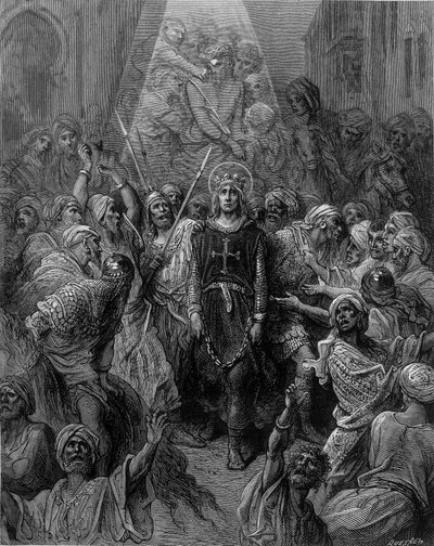 Saint Louis fait prisonnier à Mansoura, lors de la 7ème croisade en 1250 - gravure par Gustave Doré - Gustave Dore