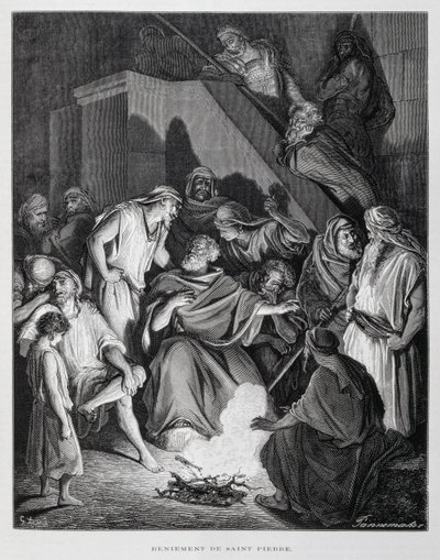 Saint Pierre reniant le Christ, Illustration de la Bible de Doré - Gustave Dore