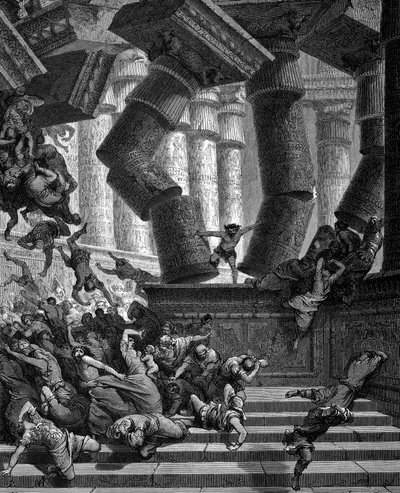 Samson détruisant le temple de Dagon, 1866 - Gustave Dore