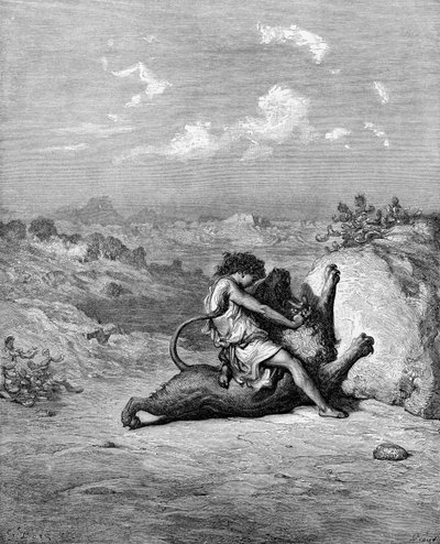 Samson tuant le lion - Gustave Dore