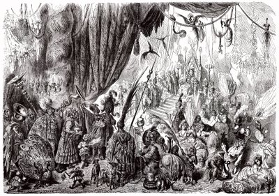 Sindbad le marin - conte des mille et une nuits - illustration de Gustave Doré - édition Maxwell 1865 - Sixième voyage : la cour du roi de Serendib - Gustave Dore