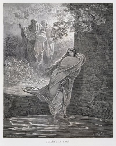Suzanne au bain (Dan. 13:1-26), Illustration de la Bible de Doré - Gustave Dore