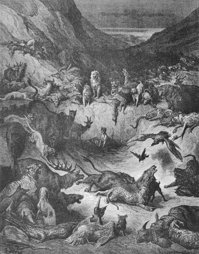 Les Animaux malades de la peste, illustration pour les Fables de La Fontaine - Gustave Dore