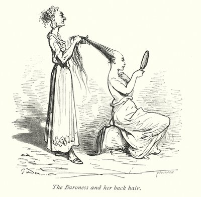 La baronne et ses cheveux en arrière (gravure) - Gustave Dore