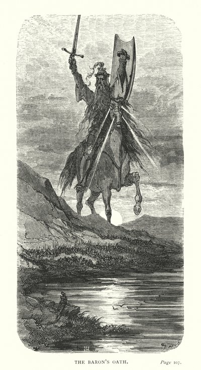 Le serment du baron (gravure) - Gustave Dore