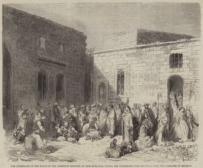 Cour de la maison du ministre américain à Deir-el-Kamar, où les chrétiens se sont réfugiés - Gustave Dore