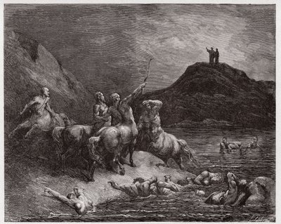 La Divine Comédie, Inferno, Chant 12 : Nessus et les centaures - par Dante Alighieri (1265-1321) - Illustration par Gustave Doré (1832-1883) - Gustave Dore