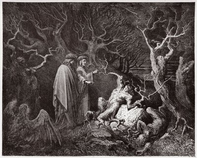 La Divine Comédie, Enfer, Chant 13: Les suicidés dans la forêt - Illustration de Gustave Doré - Gustave Dore