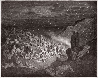 La Divine Comédie, Enfer, Chant 14: Les violents, tourmentés sous la pluie de feu - Illustration de Gustave Doré - Gustave Dore
