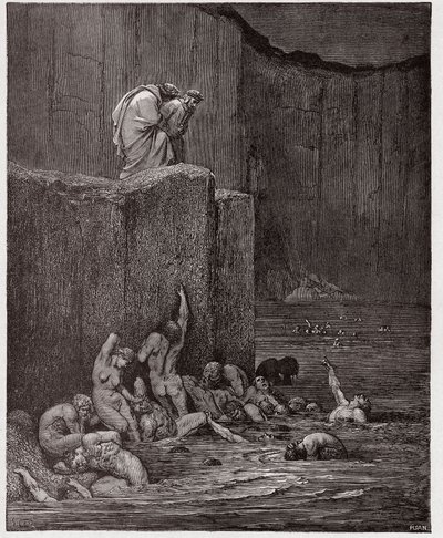 La Divine Comédie, Enfer, Chant 18: Courtisanes et flatteurs dans le huitième cercle - Illustration de Gustave Doré - Gustave Dore