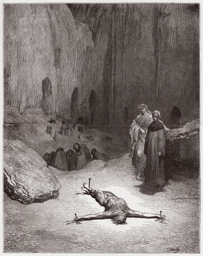 La Divine Comédie, Enfer, Chant 23 : Un pharisien crucifié parmi les hypocrites (Illustration de Gustave Doré) - Gustave Dore