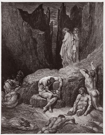 La Divine Comédie, Enfer, Chant 29 : Virgile réprimande la curiosité de Dante (Illustration de Gustave Doré) - Gustave Dore