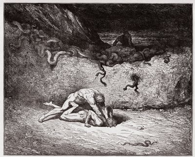 La Divine Comédie, Inferno, Chant 30 : Le tourment des faussaires dans la neuvième bolgia (Gianni Schicchi) - par Dante Alighieri (1265-1321) - Illustration par Gustave Doré (1832-1883) - Gustave Dore