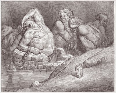 La Divine Comédie, Inferno, Chant 31 : Éphialtès enchaîné parmi les géants - par Dante Alighieri (1265-1321) - Illustration de Gustave Doré (1832-1883). - Gustave Dore