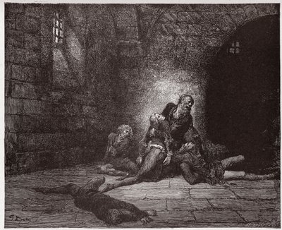 La Divine Comédie, Inferno, Chant 33 : Gaddo meurt sous les yeux de son père - par Dante Alighieri (1265-1321) - Illustration par Gustave Doré (1832-1883) - Gustave Dore