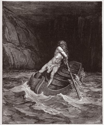 La Divine Comédie, Inferno, Chant 3 : Charon sur le fleuve Achéron - par Dante Alighieri (1265-1321) - Illustration par Gustave Doré (1832-1883) - Gustave Dore
