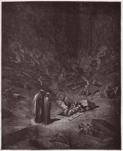 La Divine Comédie, Enfer, Chant 9 : Les sépulcres brûlants des hérétiques (Illustration de Gustave Doré) - Gustave Dore