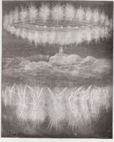 La Divine Comédie, Paradiso, Chant 12 : Les anneaux des âmes glorifiées dans le soleil - par Dante Alighieri (1265-1321) - Illustration par Gustave Doré (1832-1883) - Gustave Dore