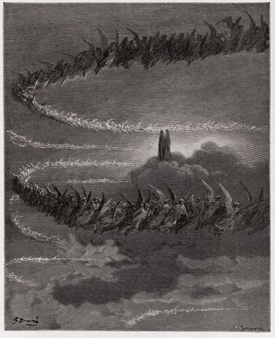 La Divine Comédie, Paradiso, Chant 18 : Dans la sphère de Jupiter, les âmes bienheureuses forment des lettres - par Dante Alighieri (1265-1321) - Illustration de Gustave Doré (1832-1883). - Gustave Dore