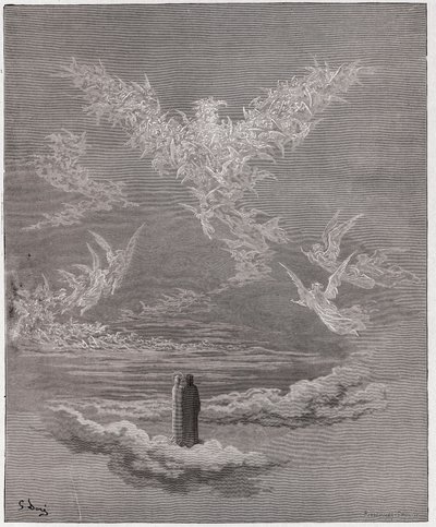 La Divine Comédie, Paradiso, Chant 19 : Les âmes bienheureuses forment un aigle dans le ciel - par Dante Alighieri (1265-1321) - Illustration par Gustave Doré (1832-1883) - Gustave Dore