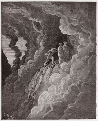 La Divine Comédie, Purgatoire, Chant 16 : Marco Lombardo suit les poètes à travers la fumée - par Dante Alighieri - Illustration de Gustave Doré - Gustave Dore