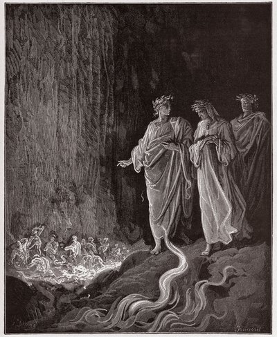 La Divine Comédie, Purgatorio, Chant 25 : Les poètes dans le septième cercle - par Dante Alighieri (1265-1321) - Illustration par Gustave Doré (1832-1883) - Gustave Dore