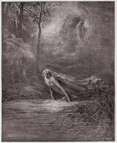 La Divine Comédie, Purgatorio, Chant 31 : Dante submergé dans le fleuve Léthé - par Dante Alighieri (1265-1321) - Illustration de Gustave Doré (1832-1883). - Gustave Dore
