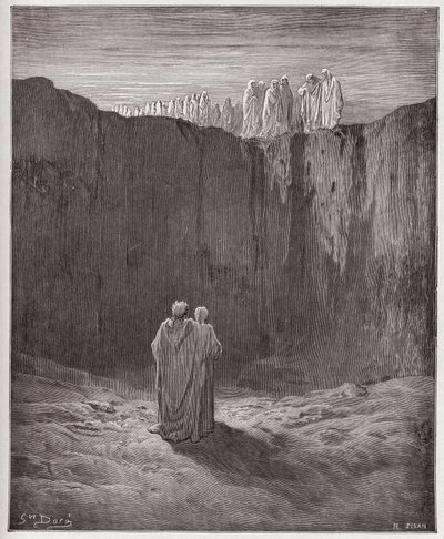 La Divine Comédie, Purgatoire, Chant 3: La compagnie des âmes sur la falaise - Illustration de Gustave Doré - Gustave Dore