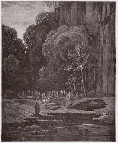 La Divine Comédie, Purgatorio, Chant 5 : Les repentants tardifs chantant le Miserere - par Dante Alighieri (1265-1321) - Illustration de Gustave Doré (1832-1883). - Gustave Dore