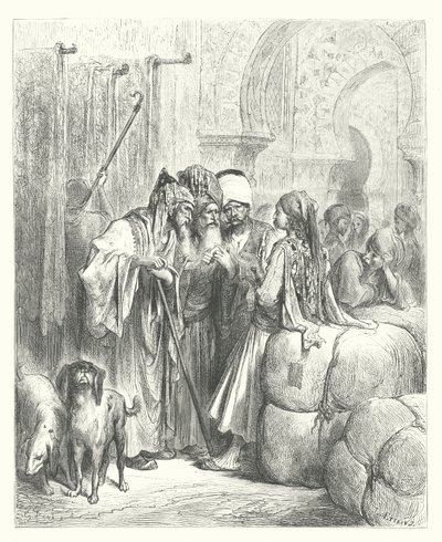 Les Fables de La Fontaine : Le Bashaw et le marchand (gravure) - Gustave Dore