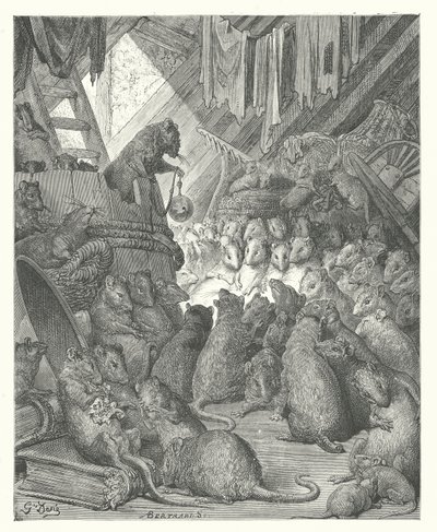 Les Fables de La Fontaine : Le Conseil tenu par les Rats - Gustave Dore