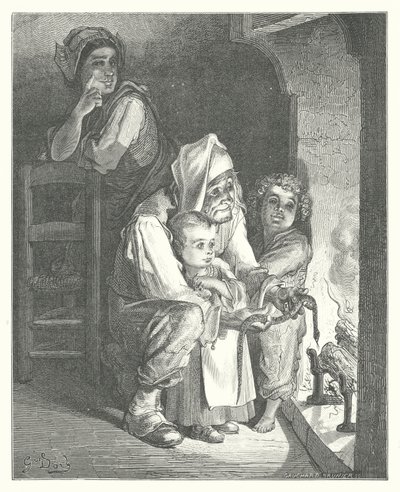 Les Fables de La Fontaine : Le Villageois et le Serpent (gravure) - Gustave Dore