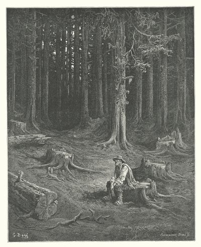 Les Fables de La Fontaine : La Forêt et le Bûcheron - Gustave Dore