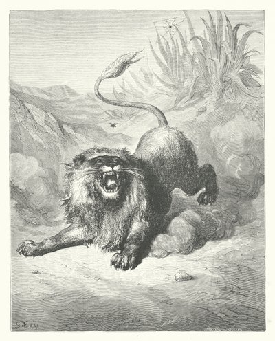 Les Fables de La Fontaine : Le Lion et le Moucheron - Gustave Dore