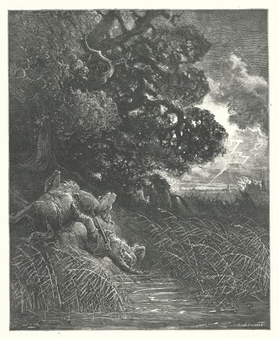 Les Fables de La Fontaine : Le Chêne et le Roseau (gravure) - Gustave Dore