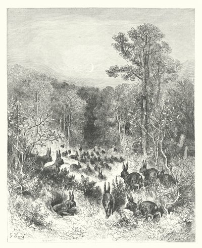 Les Fables de La Fontaine : Les Lapins - Gustave Dore
