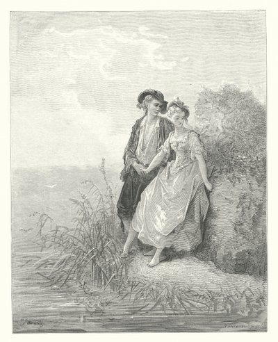Les Fables de La Fontaine : Tircis et Amarante - Gustave Dore