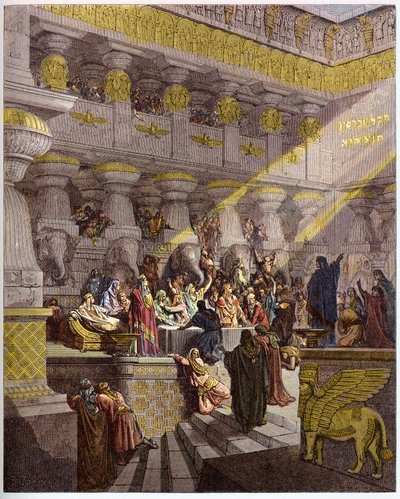 Le Festin de Balthazar - gravure dans « La Bible illustrée » par Gustave Doré (1832-1883) - Gravure de « La Bible de Doré » - Gustave Dore