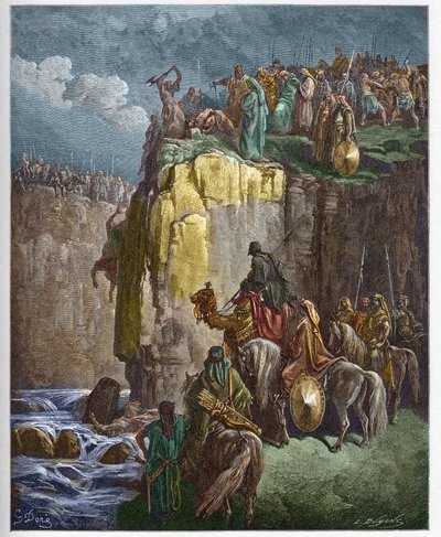 Le massacre des prophètes de Baal - Le prophète Élie fait périr les prêtres de Baal - gravure dans « La Bible illustrée » par Gustave Doré (1832-1883) - Gravure de « La Bible de Doré » - Gustave Dore