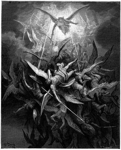 La chute des anges, illustration par Gustave Doré pour "Le Paradis perdu" de John Milton. Gravure de 1866. Collection privée - Gustave Dore