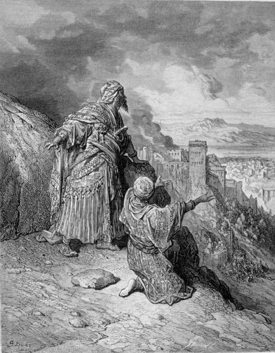 Le dernier des rois arabes abandonna Grenade après son siège par les catholiques en 1492. Gravure de Gustave Doré - Gustave Dore