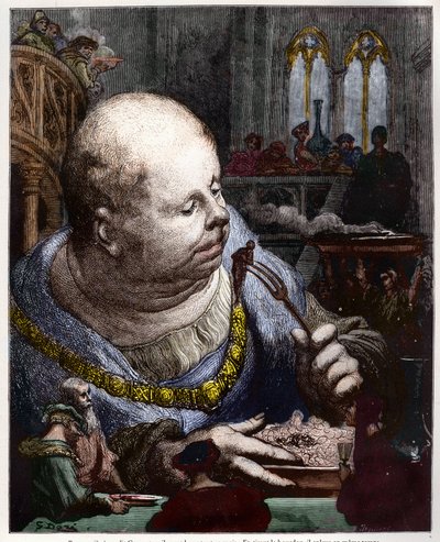 Les pèlerins sont mangés en salades - illustration de « Gargantua et Pantagruel » de François Rabelais - gravure de Gustave Doré - Gustave Dore