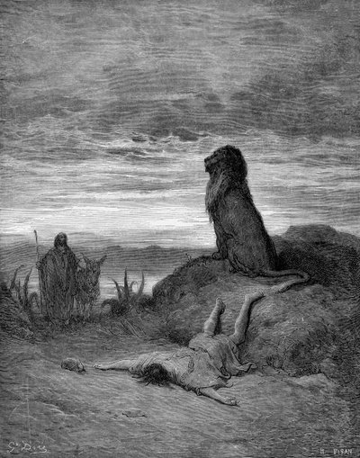 Le prophète tué par un lion - Gustave Dore