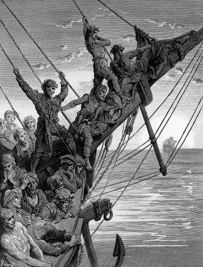 Les marins voient au loin un navire fantôme, scène de 