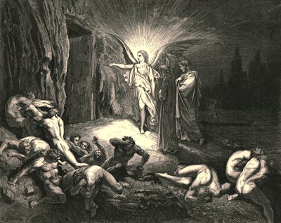 À la porte il arriva, et avec sa baguette il la toucha, vers 1890 - Gustave Dore