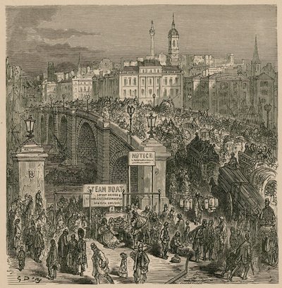 Circulation sur le pont de Londres - Gustave Dore