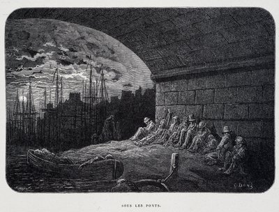 Clochard sous les ponts - dans «Londres» par Gustave Doré - Gustave Dore