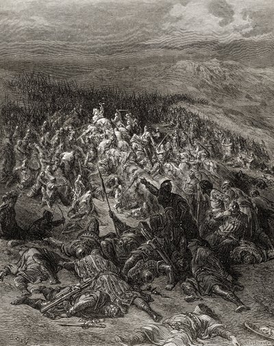 Deux cents chevaliers attaquent vingt mille Sarrasins, illustration de 